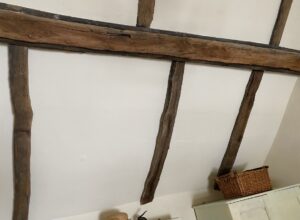 Woodworm in timber beams