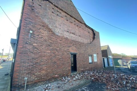 Gable end wall tie failure