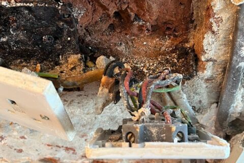 Socket damaged by damp