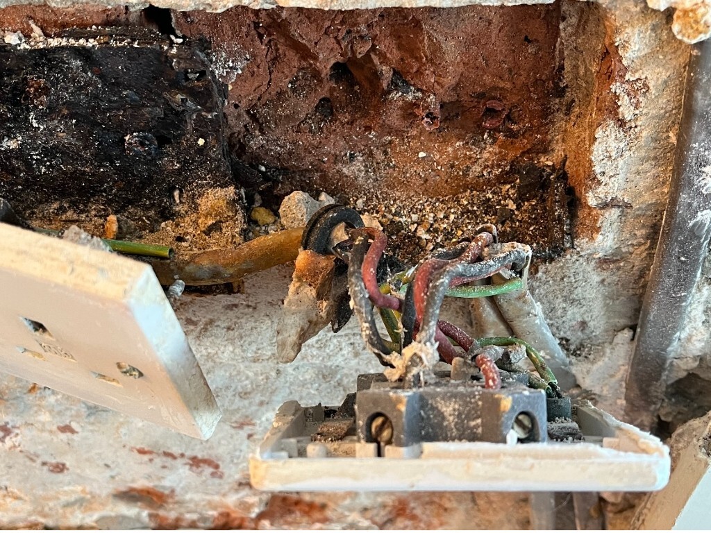Socket damaged by damp